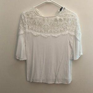 {Boutique} White Lace Shirt
